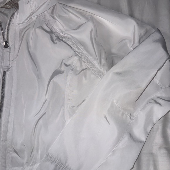 Athleta Rain Drop Jacket‎ Hooded Longline White Windbreaker Full Zip Women Large - Picture 7 of 16
